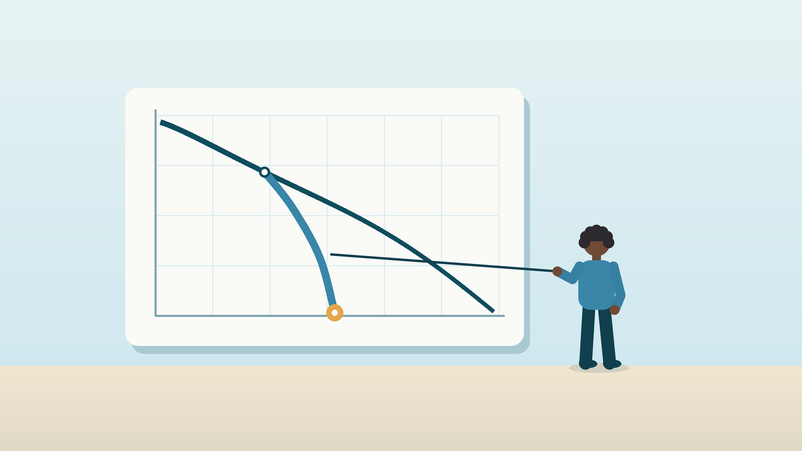 A simple line chart where a loan balance line drops steeply toward zero ahead of schedule